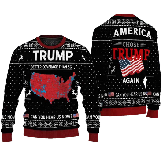 Trump Can you Hear Us Now Make America Great Again Ugly Christmas Sweater - Moonbestprint