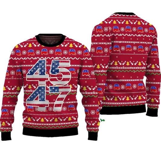Trump 45 47 Ugly Christmas Sweater - Moonbestprint