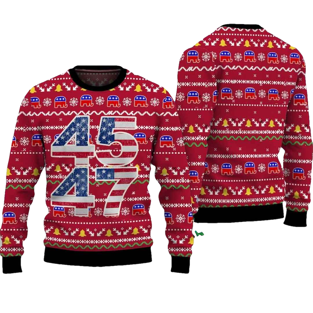 Trump 45 47 Ugly Christmas Sweater - Moonbestprint