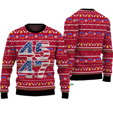Trump 45 47 Ugly Christmas Sweater - Moonbestprint