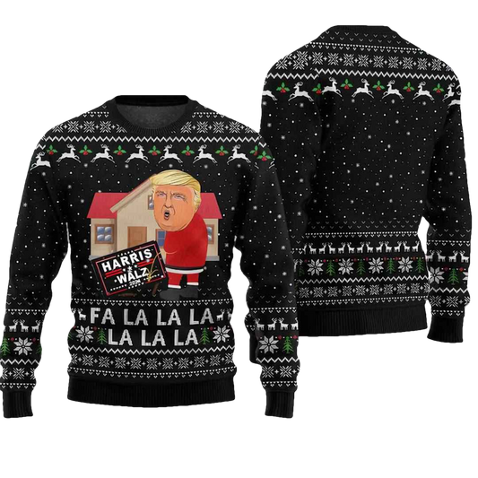 Trump 2024 Fa la la la la la la Anti Harris Ugly Christmas Sweater - Moonbestprint