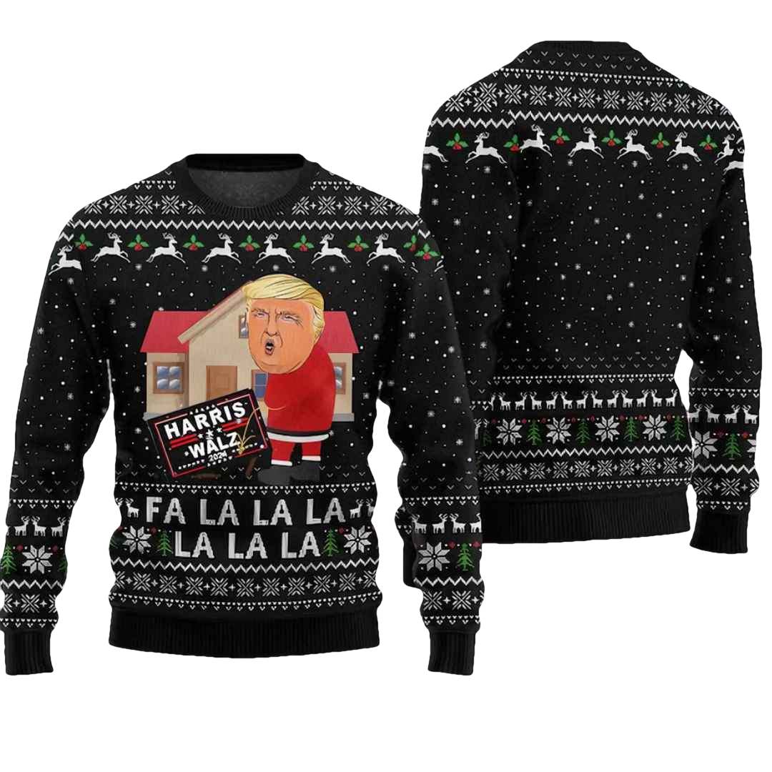 Trump 2024 Fa la la la la la la Anti Harris Ugly Christmas Sweater - Moonbestprint