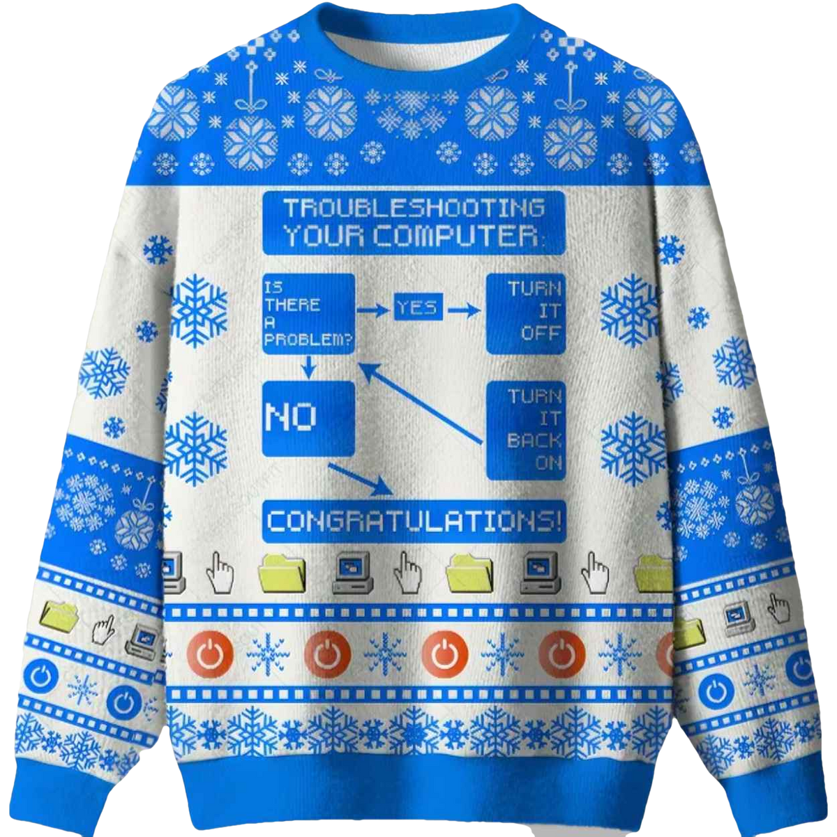 Troubleshooting Your Computer Ugly Christmas Sweater - Moonbestprint