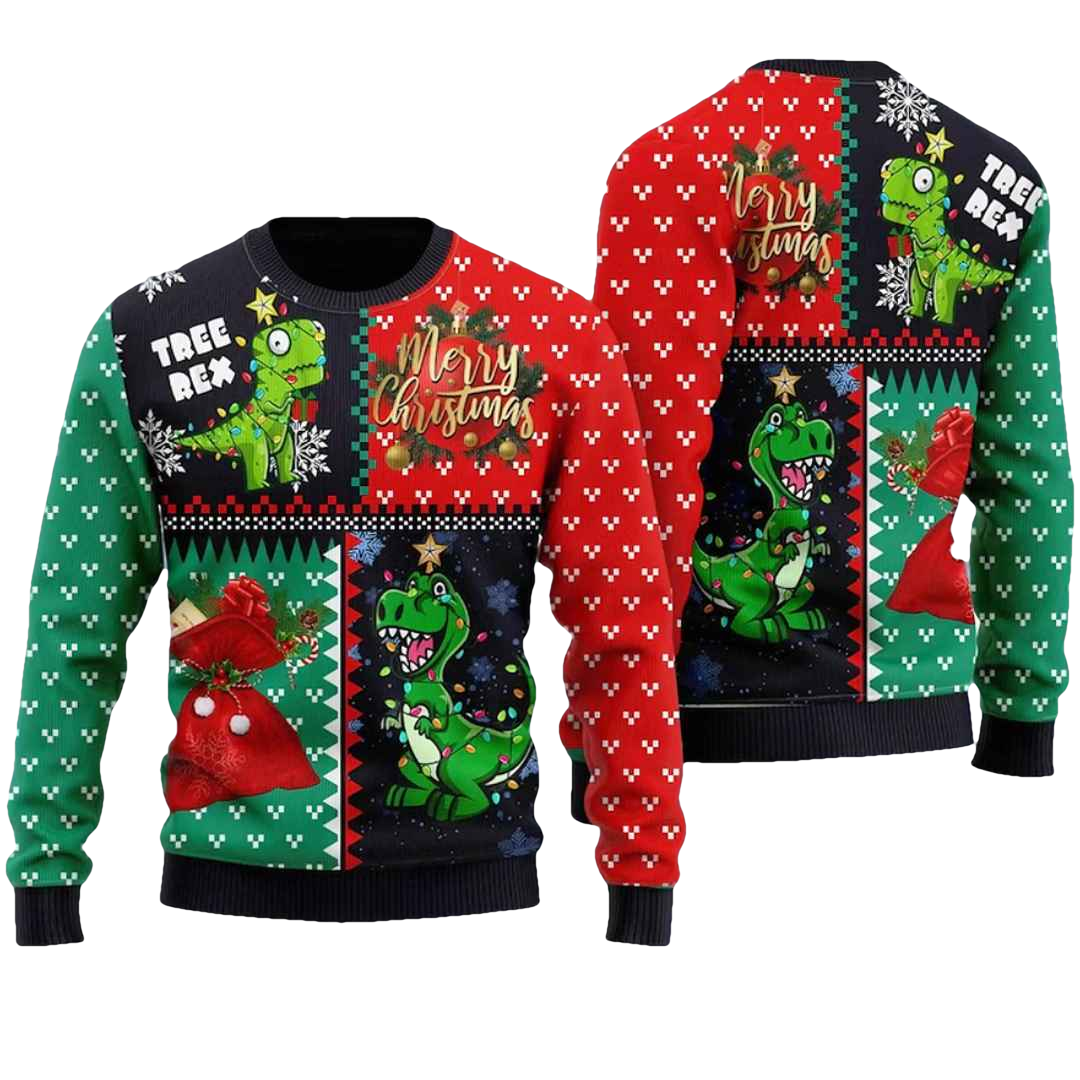 Tree Rex Merry Christmas Ugly Christmas Sweater - Moonbestprint