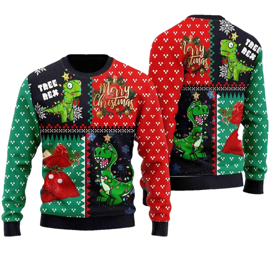 Tree Rex Merry Christmas Ugly Christmas Sweater - Moonbestprint