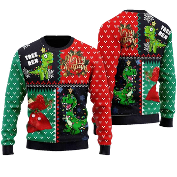 Tree Rex Merry Christmas Ugly Christmas Sweater - Moonbestprint