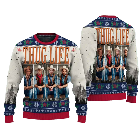 Thug Life Christmas Trump Vance Ugly Christmas Sweater - Moonbestprint
