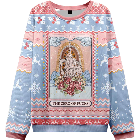 The Zero Of Fucks Tarot Ugly Christmas Sweater - Moonbestprint