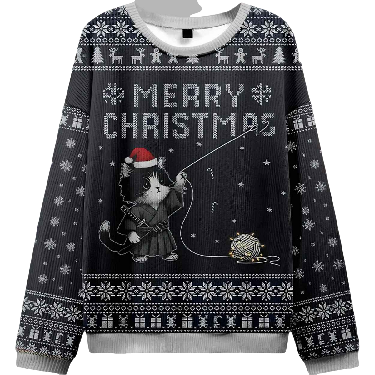 The Cat's Christmas String Pull Ugly Christmas Sweater - Moonbestprint