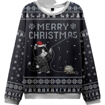 The Cat's Christmas String Pull Ugly Christmas Sweater - Moonbestprint