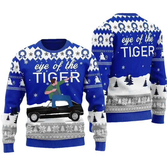 Supernatural Dean Singing Eye Of The Tiger Ugly Christmas Sweater - Moonbestprint