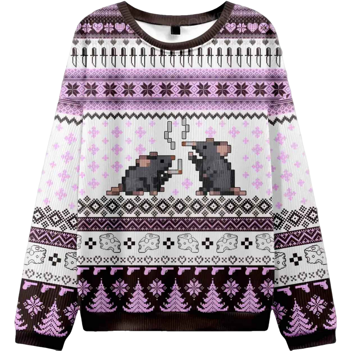 Smoking Rats Y2K Ugly Christmas Sweater - Moonbestprint