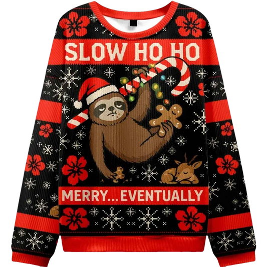 Sloth Eating Gingerbread Man Christmas Ugly Sweater - Moonbestprint