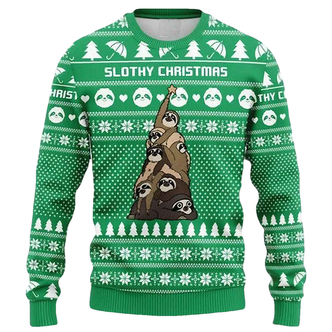 Slothy Tree Christmas Ugly Sweater - Moonbestprint