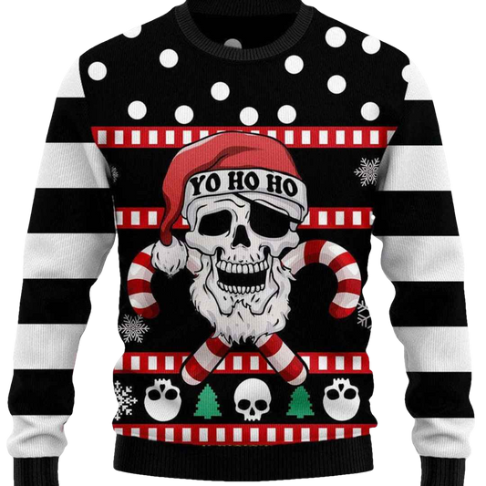 Skull Santa Yo Ho Ho Merry Creepmas Ugly Christmas Sweater - Moonbestprint