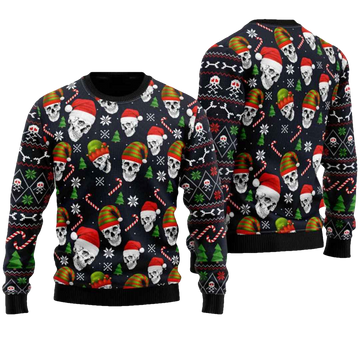 Skull Face Ugly Christmas Sweater - Moonbestprint