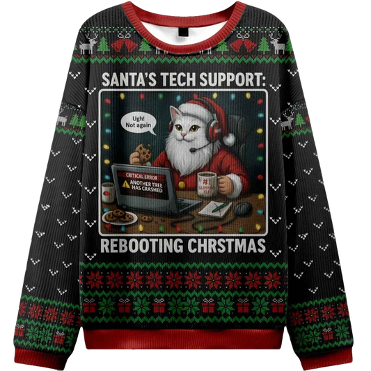 Santa's Tech Support Cats Rebooting Christmas Christmas Ugly Sweater - Moonbestprint