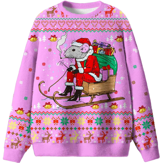 Santa Rat Sledder Ugly Christmas Sweater - Moonbestprint