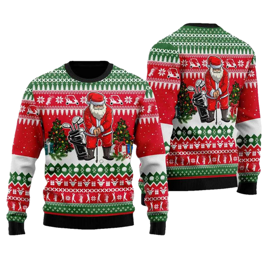 Santa Golfer Ugly Christmas Sweater - Moonbestprint