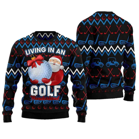 Santa Clause Golf Wonderland Ugly Christmas Sweater - Moonbestprint
