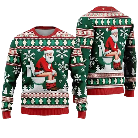 Santa Claus On The Toilet Ugly Christmas Sweater - Moonbestprint