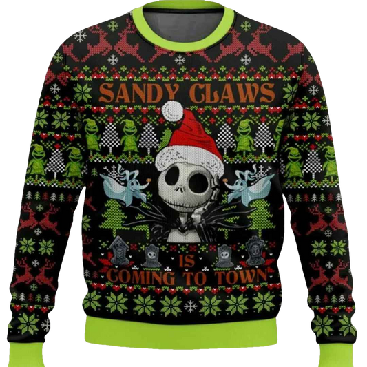 Sandy Claws Is Coming To Town Jack Skellington The Nightmare Before Christmas Ugly Sweater - Moonbestprint