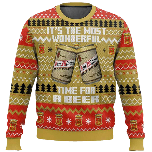 San Miguel UK Beer It's The Most Wonderful Time For A Beer Ugly Sweater - Moonbestprint