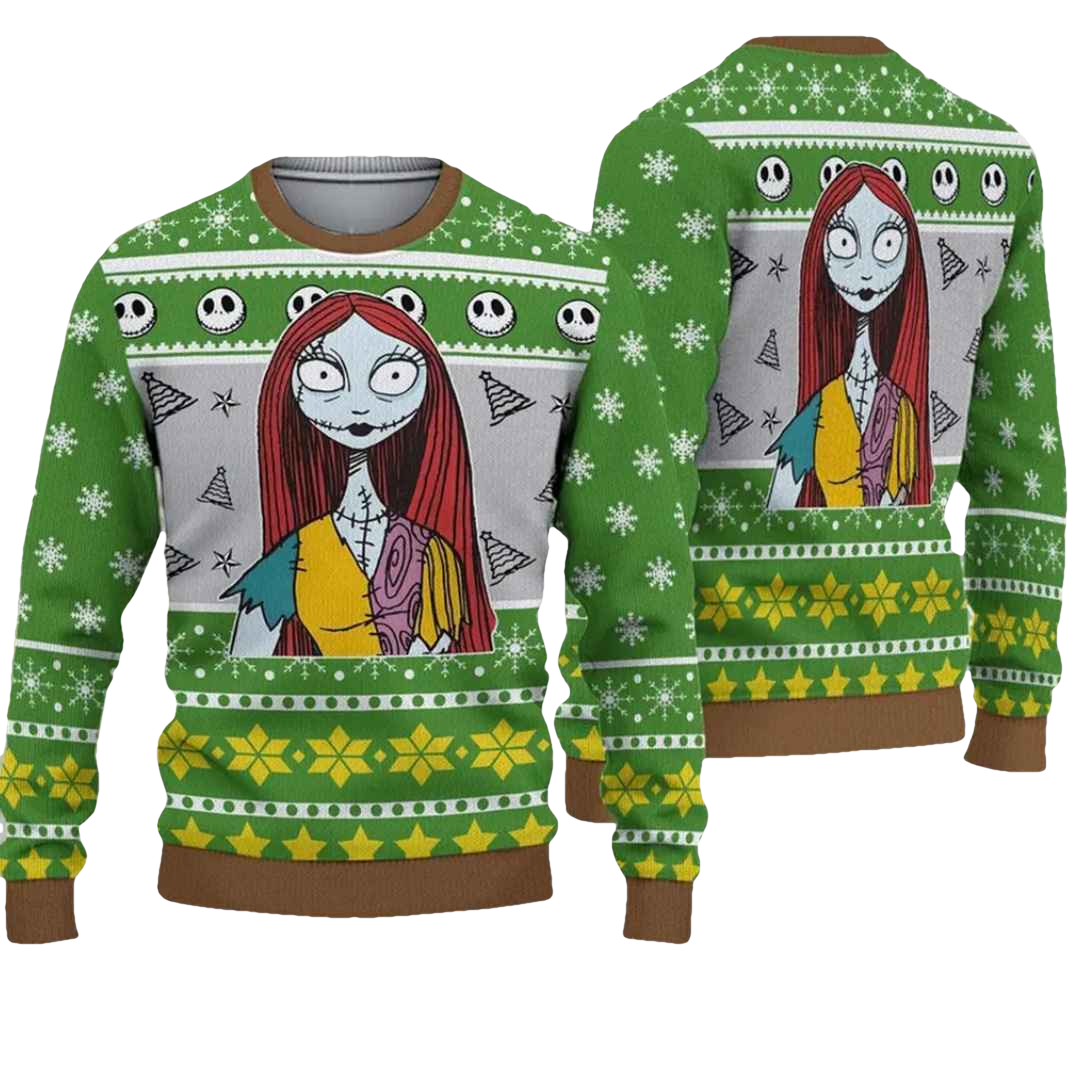 Sally and Jack Nightmare Before Christmas Ugly Sweater - Moonbestprint