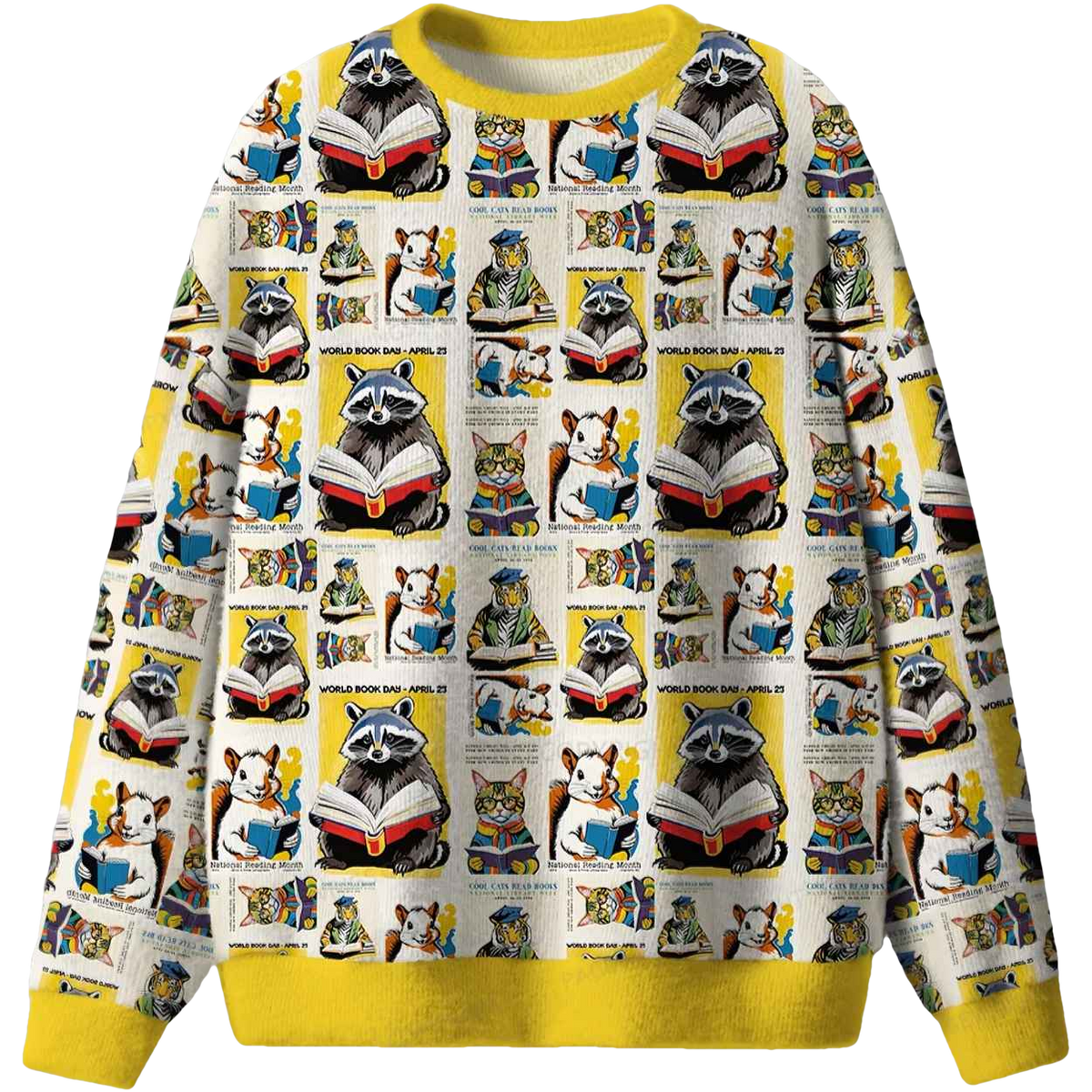 Raccoon Reading Ugly Christmas Sweater - Moonbestprint