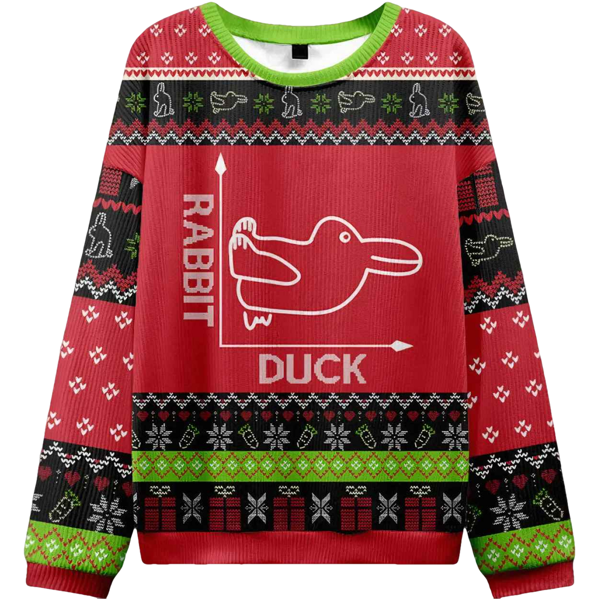 Rabbit or Duck Funny Red Ugly Christmas Sweater - Moonbestprint