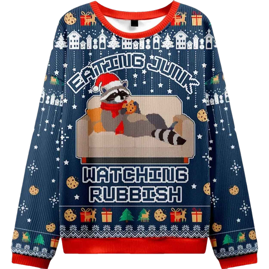 Raccoon Eats Pie Christmas Ugly Sweater - Moonbestprint