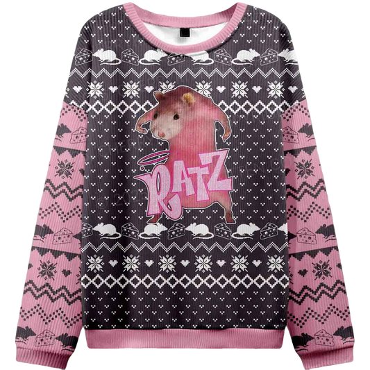 Pink Ratz Y2K Christmas Knit Ugly Christmas Sweater - Moonbestprint