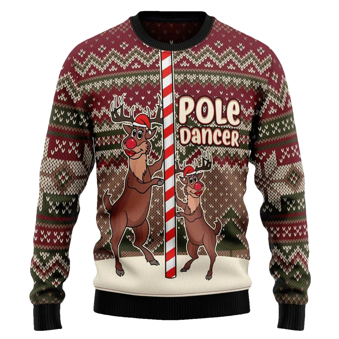 Pole Dancer Reindeer Ugly Christmas Sweater - Moonbestprint
