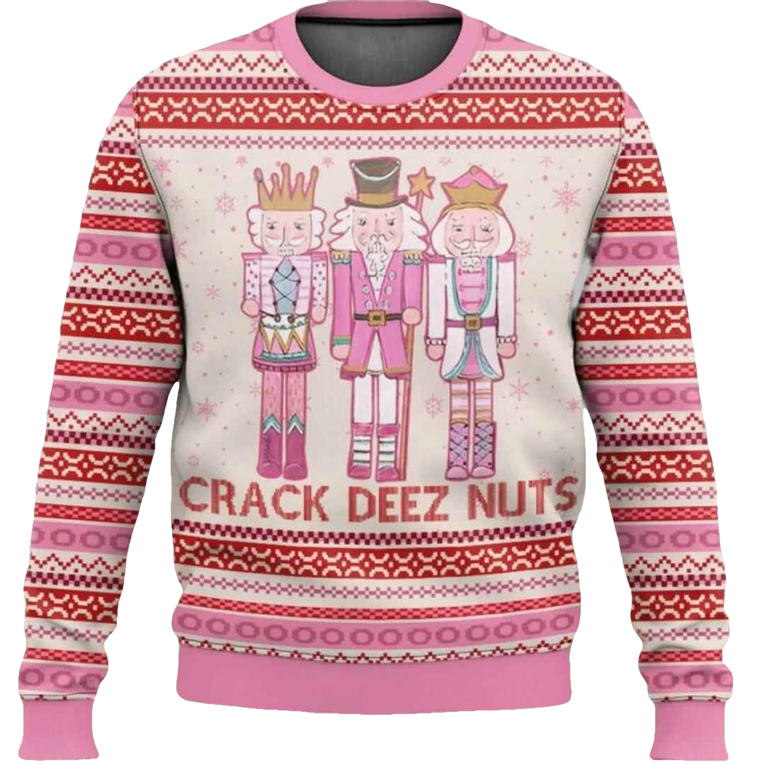 Pink Nutcracker Crack Deez Nuts Ugly Christmas Sweater - Moonbestprint