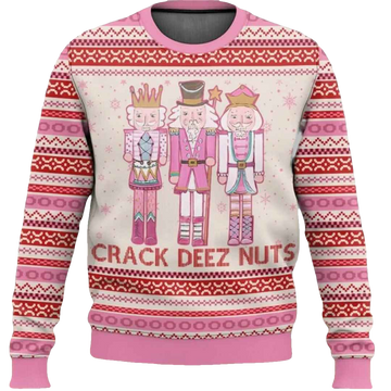 Pink Nutcracker Crack Deez Nuts Ugly Christmas Sweater - Moonbestprint