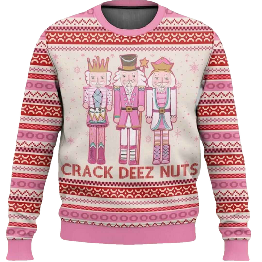 Pink Nutcracker Crack Deez Nuts Ugly Christmas Sweater - Moonbestprint