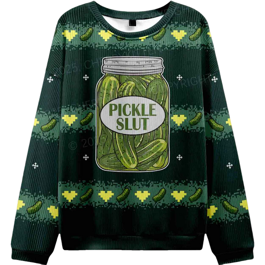 Pickle Slut Y2K Ugly Christmas Sweater - Moonbestprint
