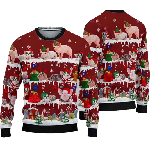 Pig Christmas Ugly Christmas Sweater - Moonbestprint