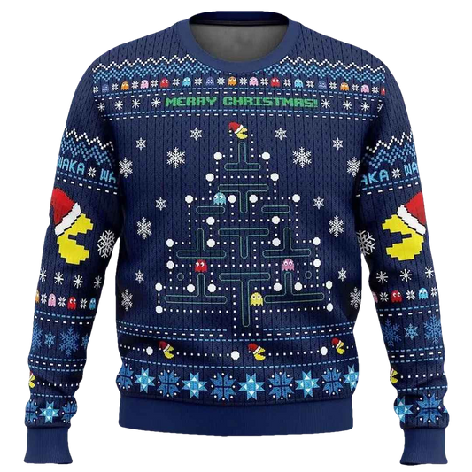 Pac Man Game Tree Christmas Ugly Christmas Sweater - Moonbestprint