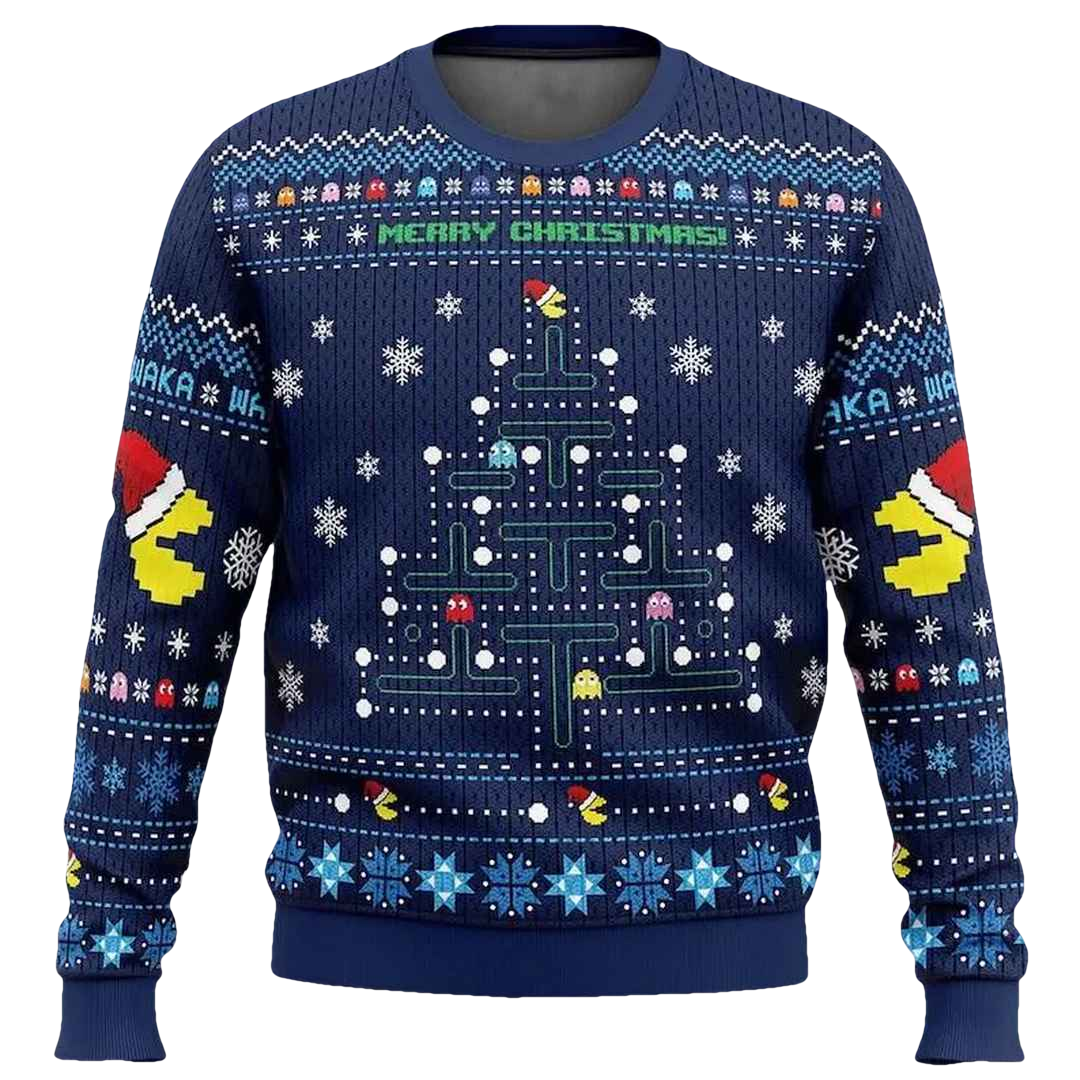 Pac Man Game Tree Christmas Ugly Christmas Sweater - Moonbestprint