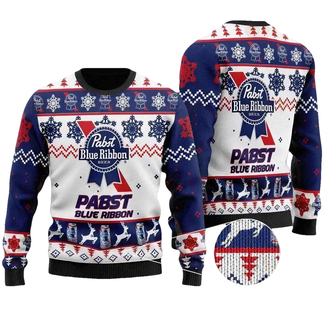 Pabst Blue Ribbon Ugly Christmas Sweater - Moonbestprint