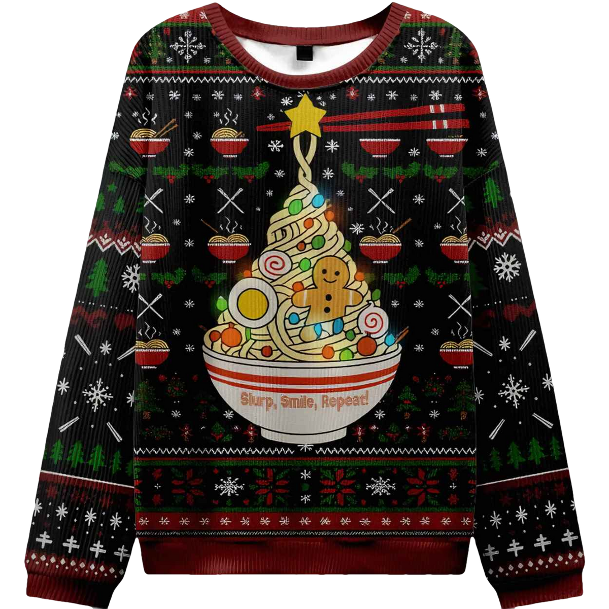 Noodles and Cheer Holiday Ugly Christmas Sweater - Moonbestprint