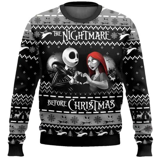 Nightmare Before Xmas Jack Sally Funny Couples Ugly Christmas Sweater - Moonbestprint