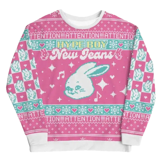 New Jeans-inspired Hype Boy Attention Ugly Christmas Sweater - Moonbestprint