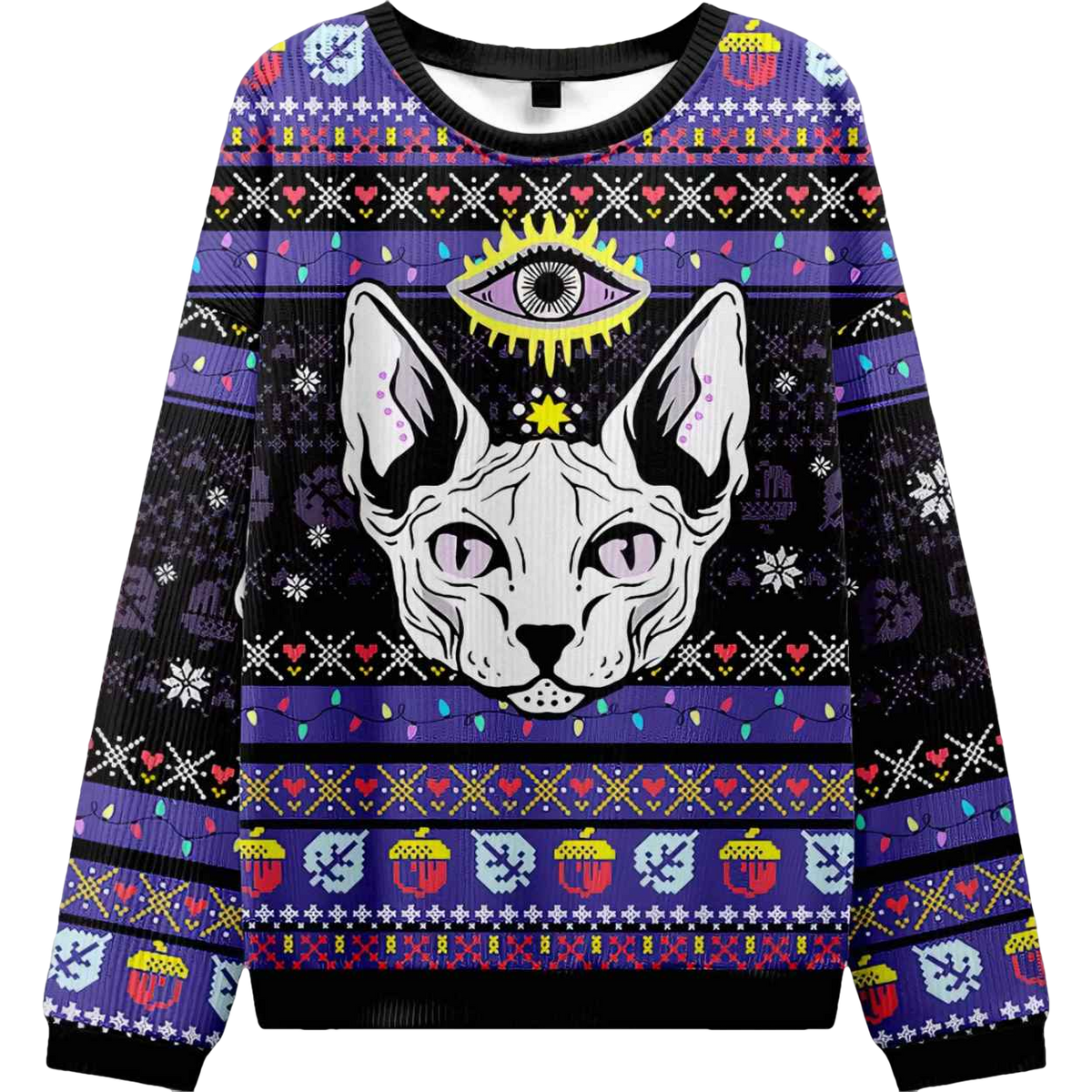 Mystical Cat Ugly Christmas Sweater - Moonbestprint