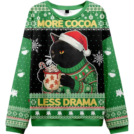 More Cocoa Less Drama Ugly Christmas Sweater - Moonbestprint
