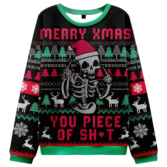 Merry Xmas You Piece Of Shit Ugly Christmas Sweater - Moonbestprint