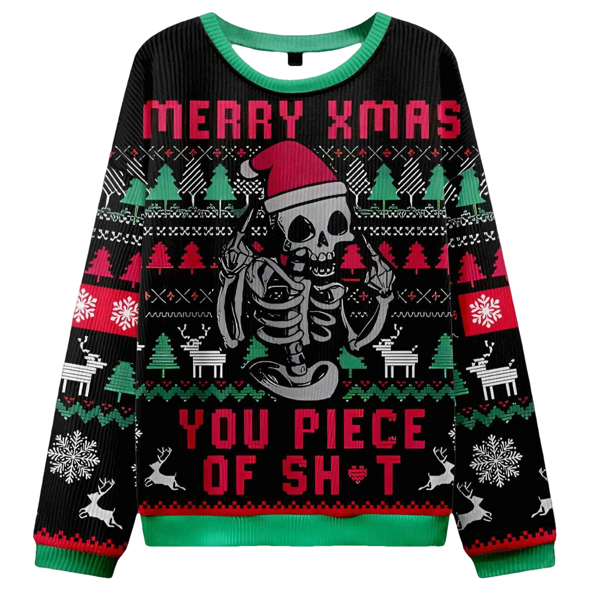 Merry Xmas You Piece Of Shit Ugly Christmas Sweater - Moonbestprint
