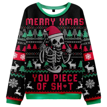 Merry Xmas You Piece Of Shit Ugly Christmas Sweater - Moonbestprint