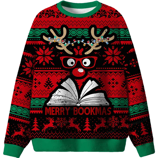 Merry Bookmas Ugly Christmas Sweater - Moonbestprint